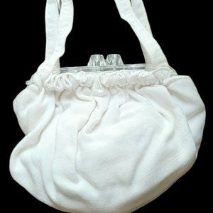 Vintage 1940s WWII era Linen & LUCITE Purse Bag